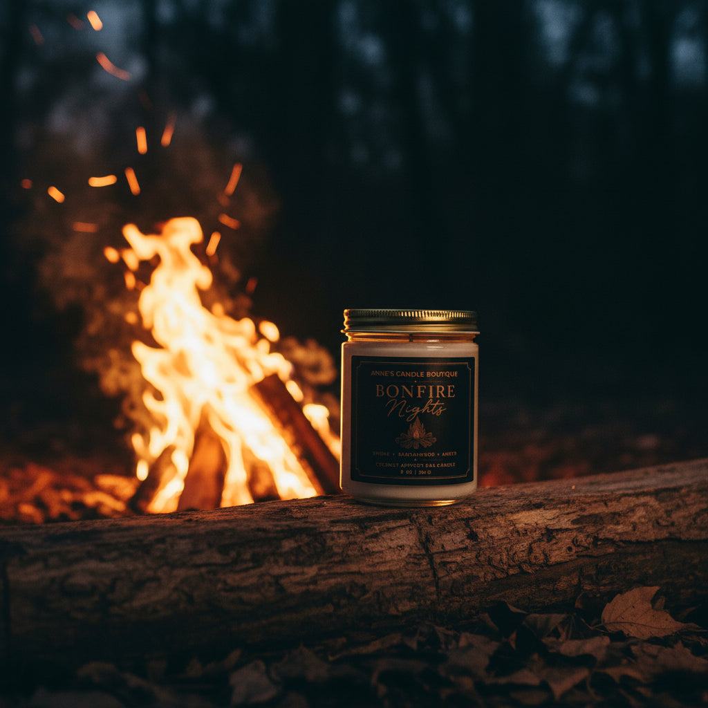 Bonfire Nights Coconut Apricot Wax Candle – Smoke, Sandalwood & Amber