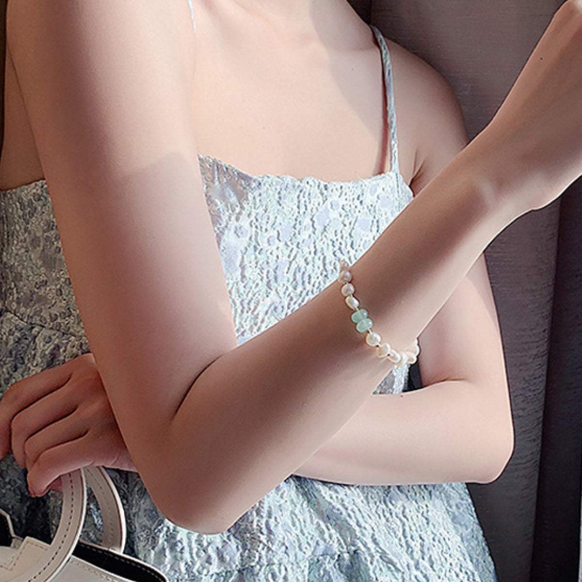 Pearl Green Stone Link Bracelet - Anne’s Candle Boutique