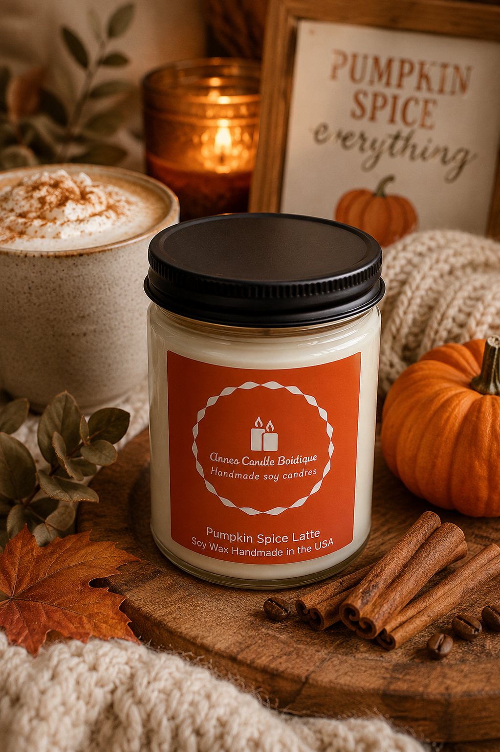 Pumpkin Spice Latte Soy Candle | Handmade Fall Candle