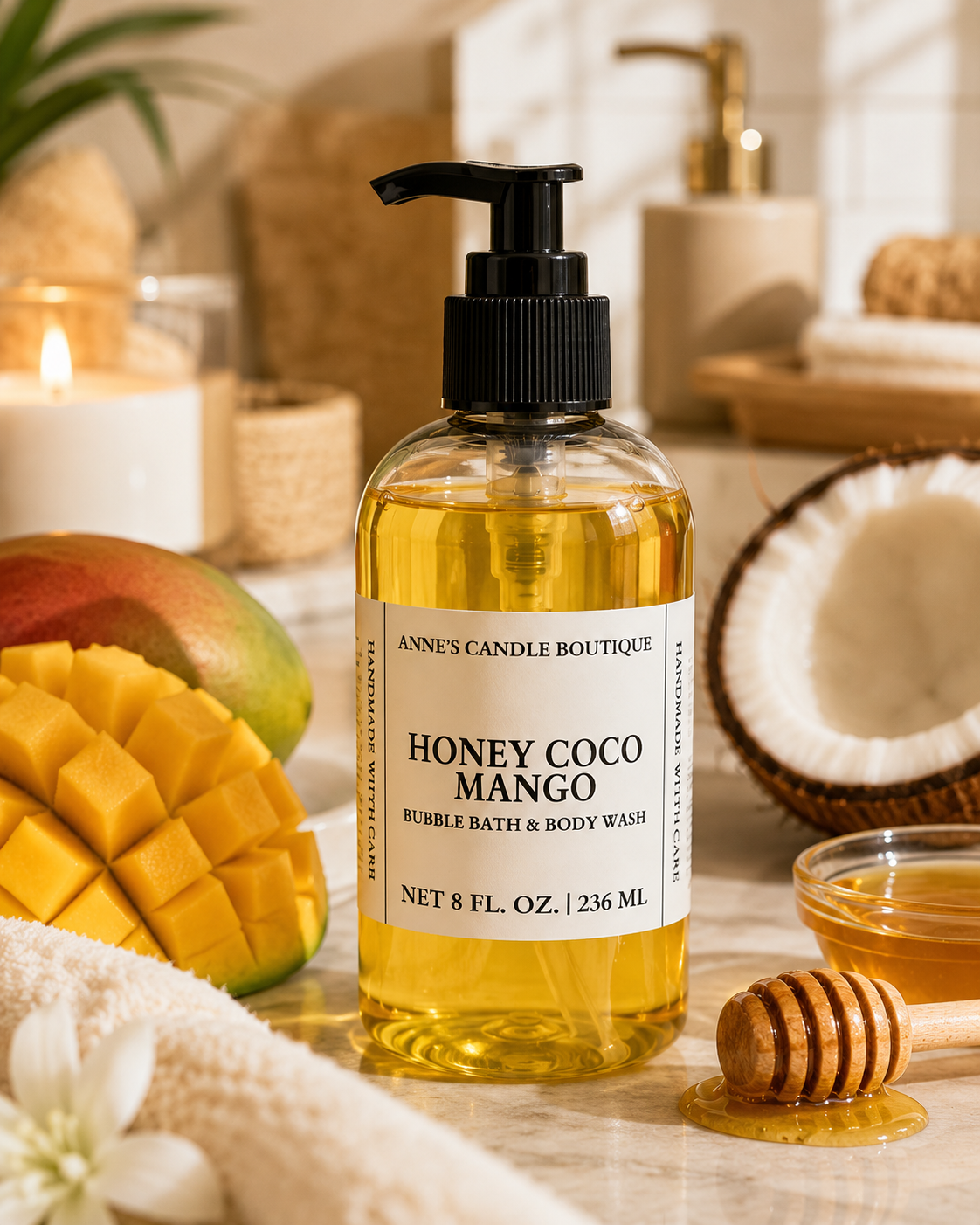 Honey Coco Mango Bubble Bath & Body Wash – 8 oz