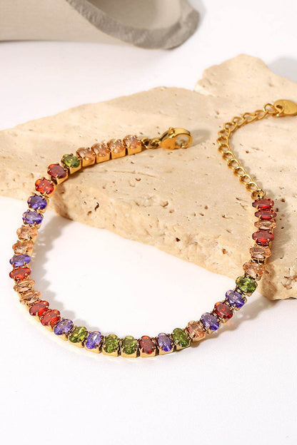18K Gold Plated Multicolored Zircon Bracelet - Anne’s Candle Boutique