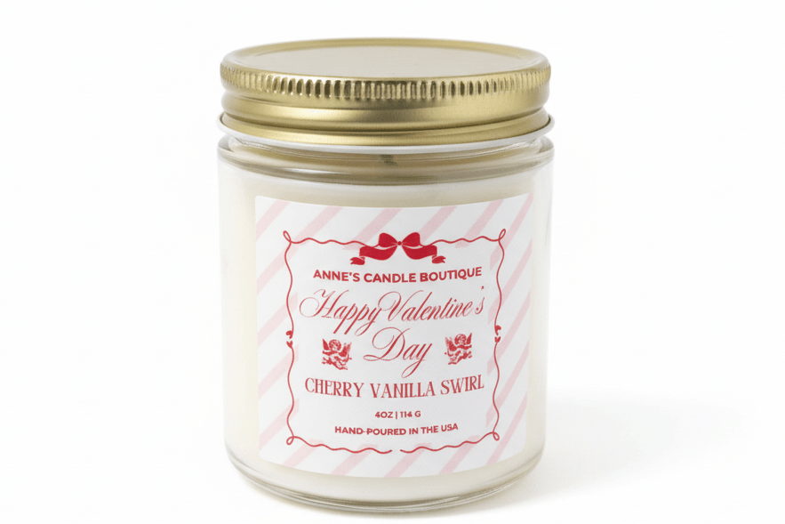 4oz Cherry Vanilla Swirl Candle - Anne’s Candle Boutique