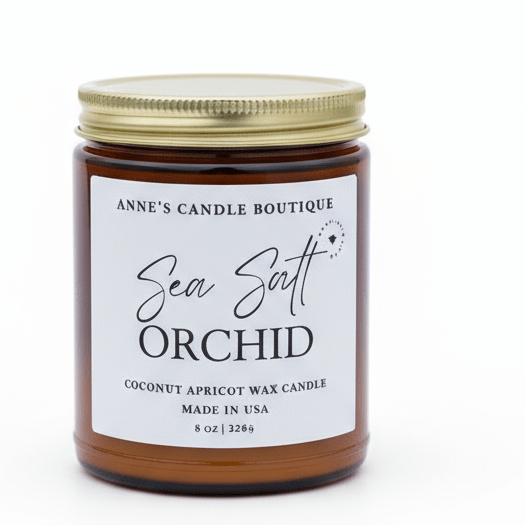 9oz Sea Salt Orchid Scented Candle - Anne’s Candle Boutique