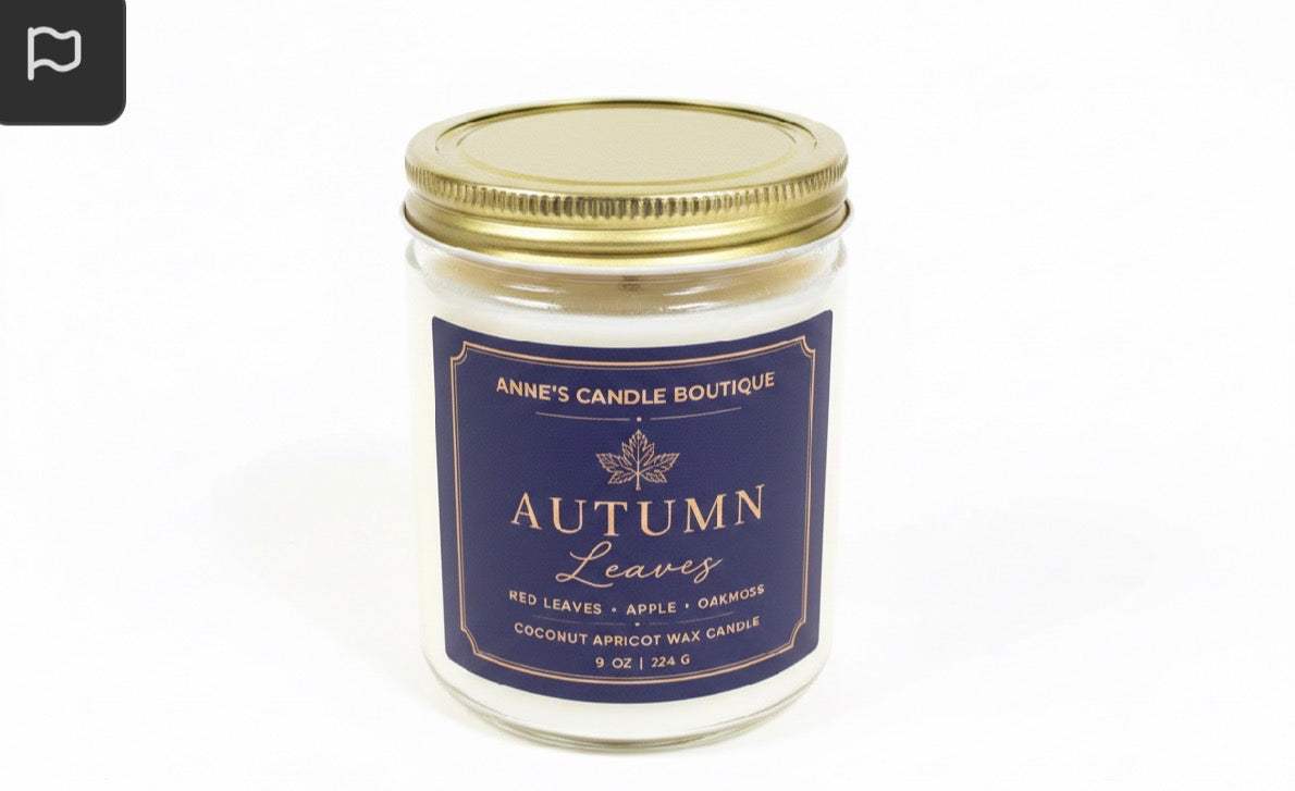 Autumn Leaves Coconut Apricot Wax Candle – Crisp Leaves, Cedar & Warm Amber