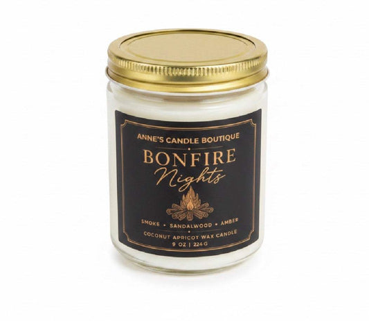 Bonfire Nights Coconut Apricot Wax Candle – Smoke, Sandalwood & Amber