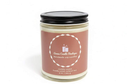 Candle with a label on a white background