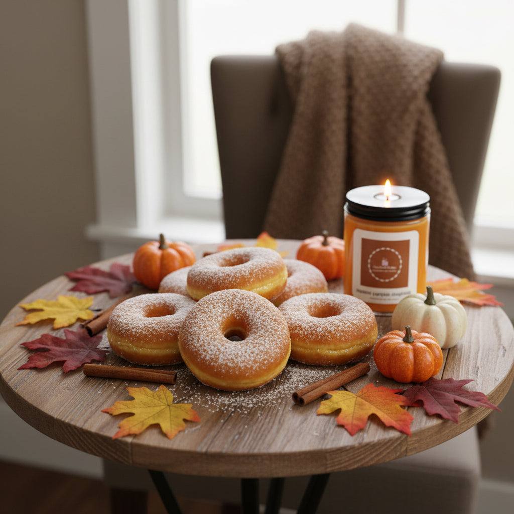 Sugar Pumpkin Donuts Scented Candle | Cozy Bakery Soy Candle | Hand Poured Fall & Holiday Candle | Pumpkin Dessert Candle