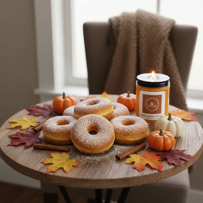Sugar Pumpkin Donuts Scented Candle | Cozy Bakery Soy Candle | Hand Poured Fall & Holiday Candle | Pumpkin Dessert Candle