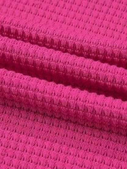 Drawstring Waffle - Knit Short Sleeve Hooded Top - Anne’s Candle Boutique