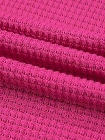 Drawstring Waffle-Knit