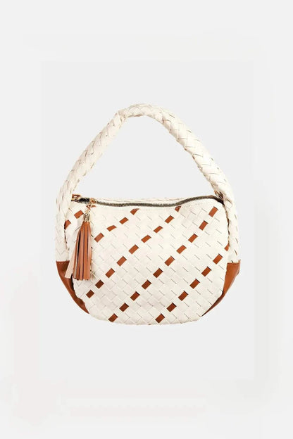 Fame Tassel Detail Weave Semi Circle Bag - Anne’s Candle Boutique
