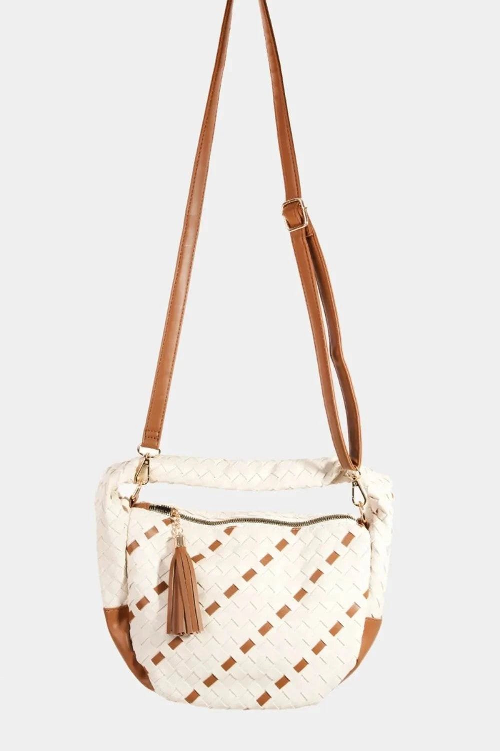 Fame Tassel Detail Weave Semi Circle Bag - Anne’s Candle Boutique