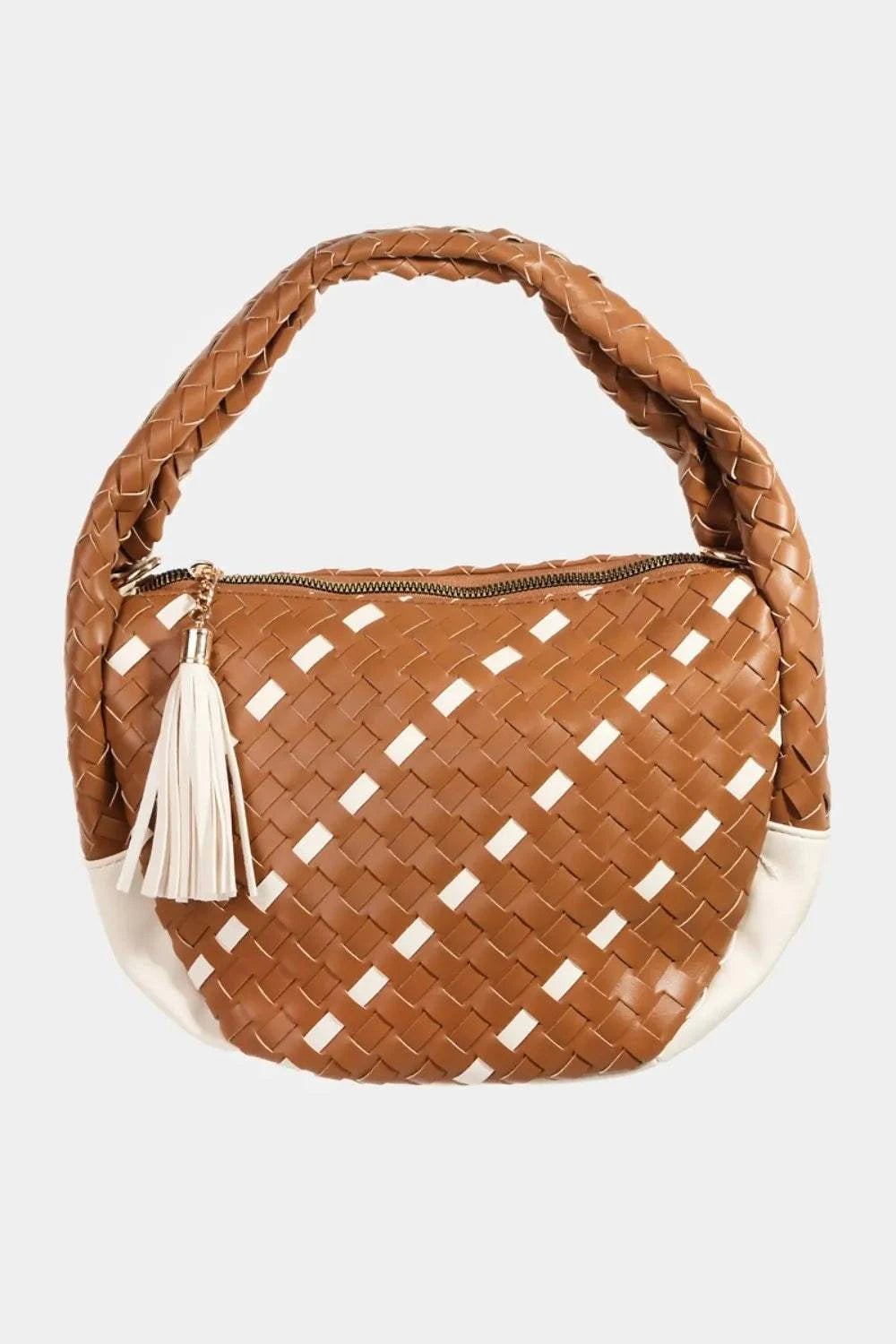 Fame Tassel Detail Weave Semi Circle Bag - Anne’s Candle Boutique