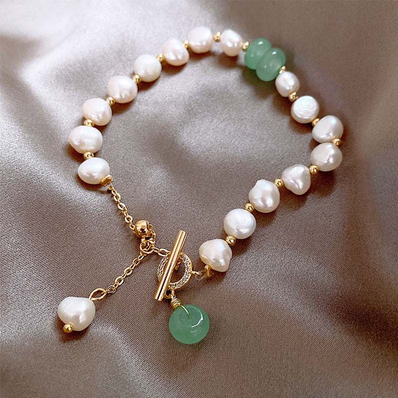 Pearl Green Stone Link Bracelet - Anne’s Candle Boutique