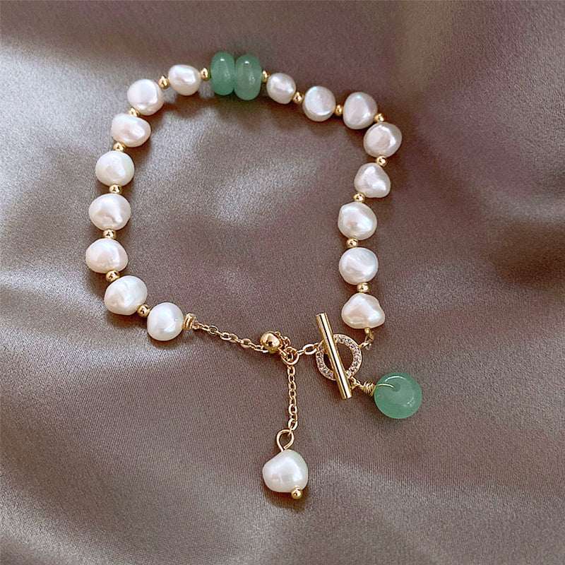 Pearl Green Stone Link Bracelet - Anne’s Candle Boutique