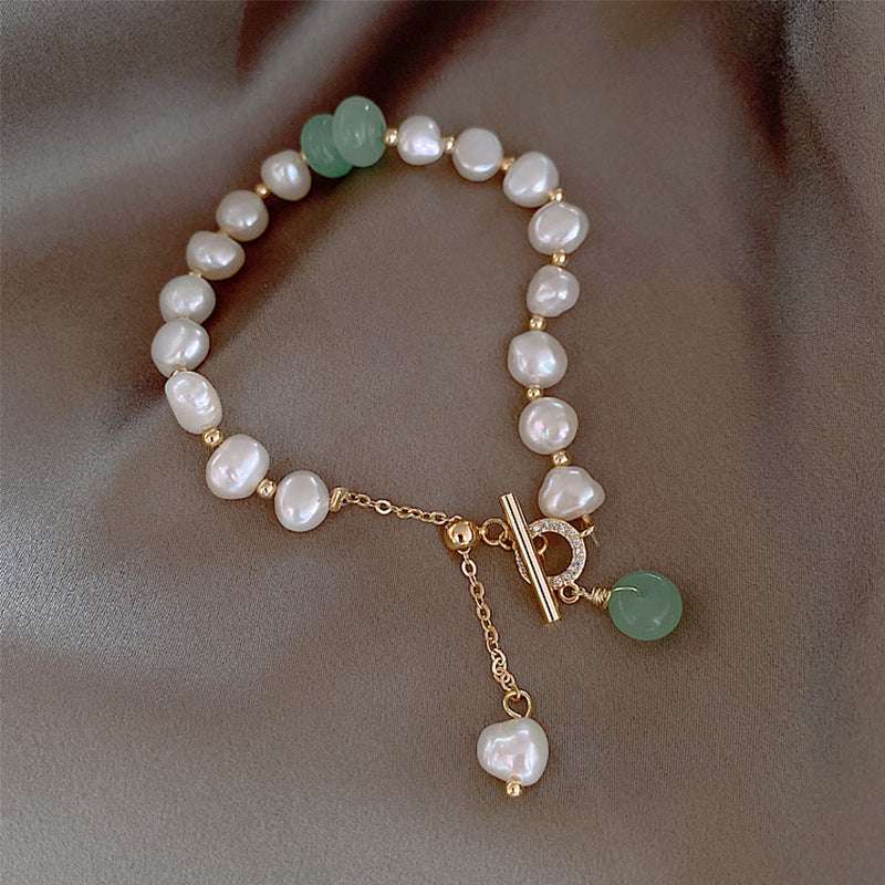 Pearl Green Stone Link Bracelet - Anne’s Candle Boutique