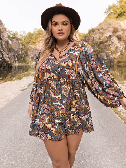Plus Size Long Sleeve Romper - Anne’s Candle Boutique